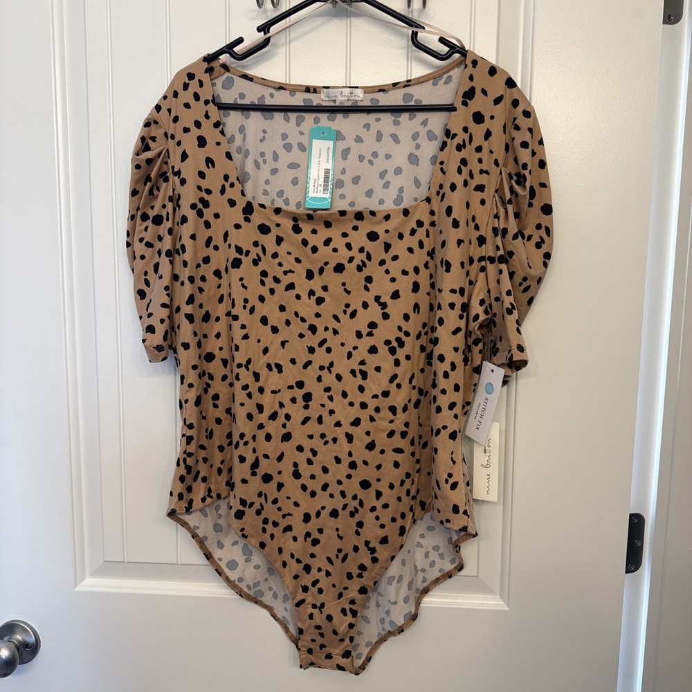 Woman's Nine Britton Madison Square Neck Knit Bodysuit 2x Tan( Stitch Fix)